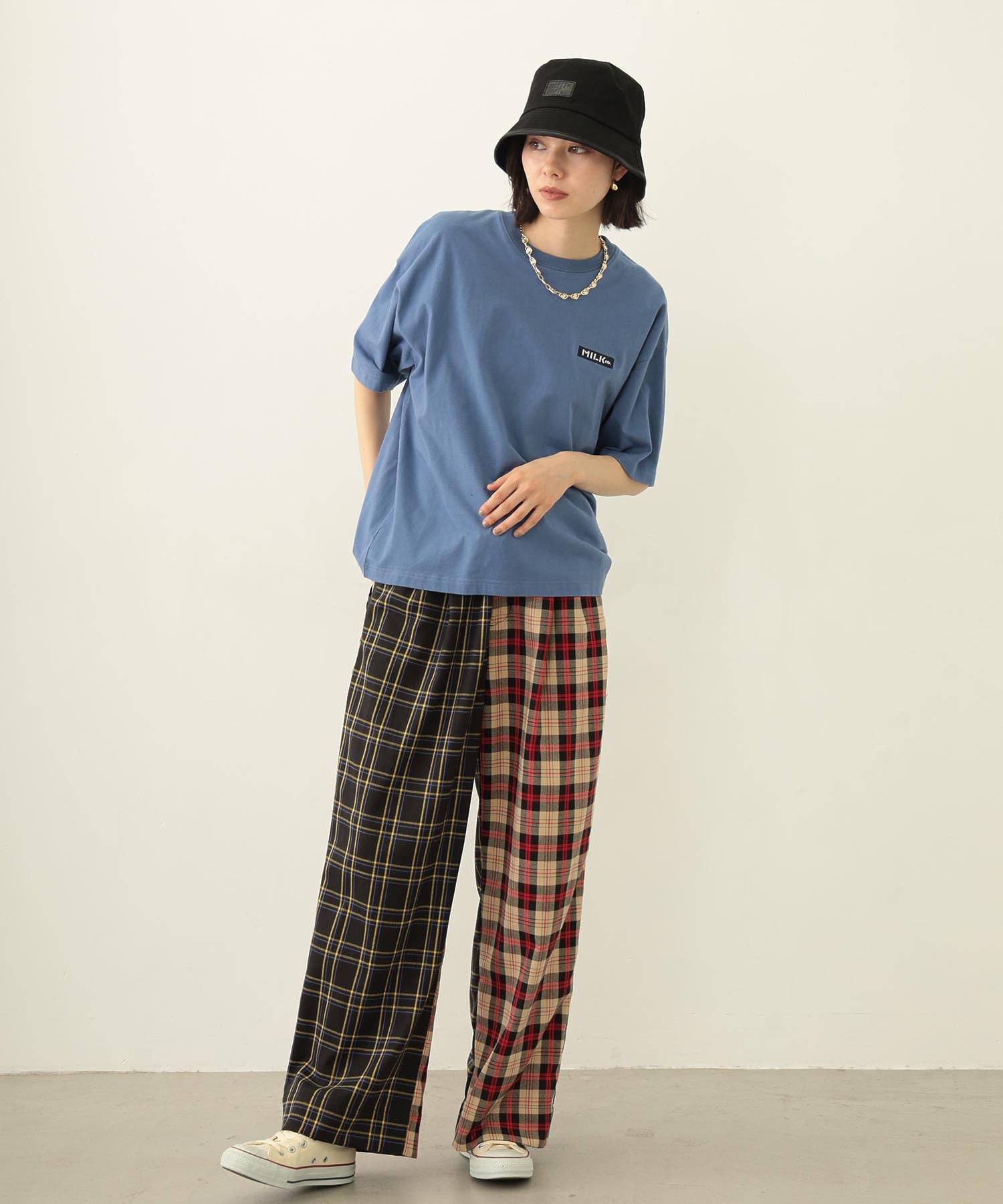 COMBINATION PLAID PANTS