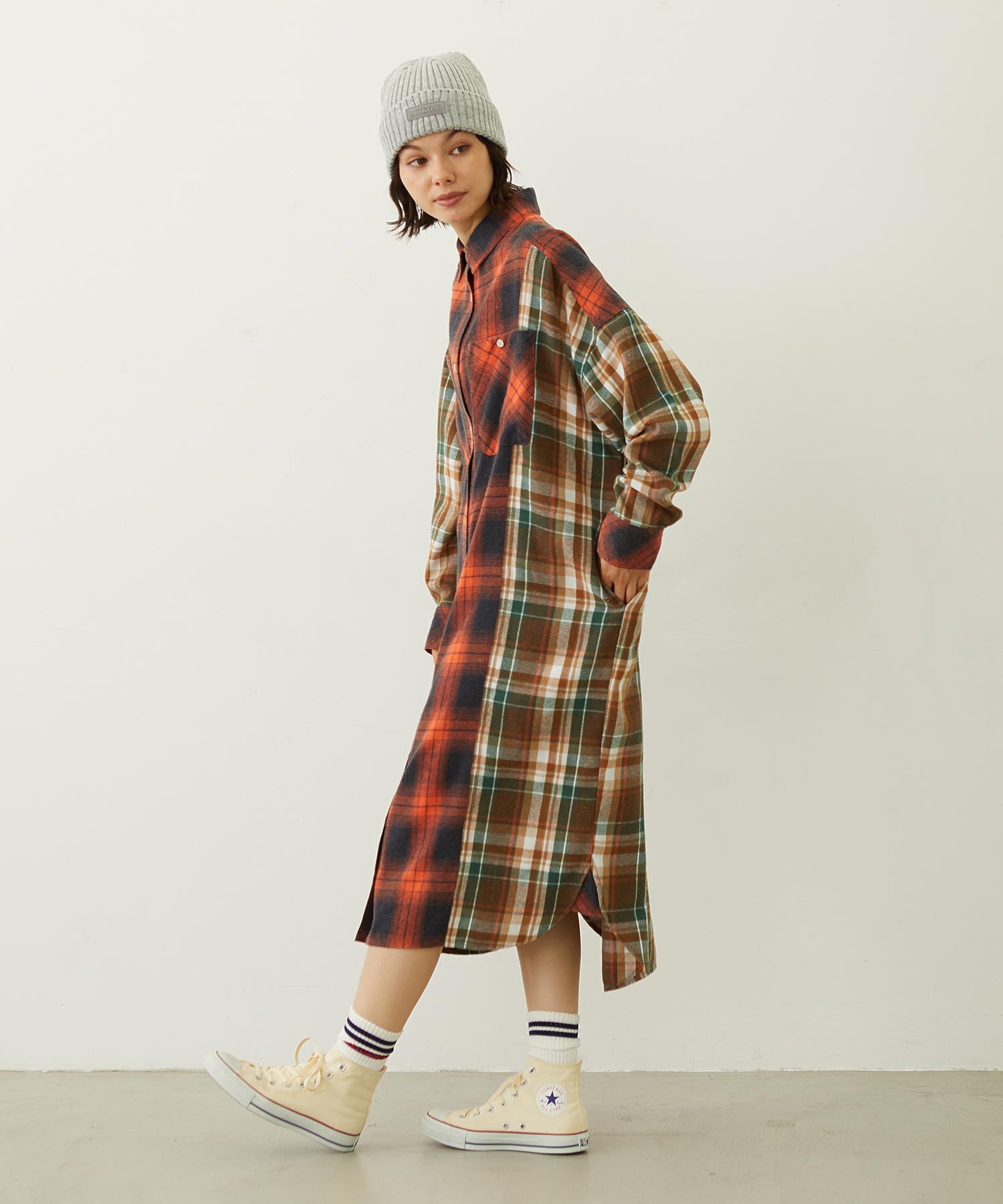 WASHED PANEL SHIRT DRESS