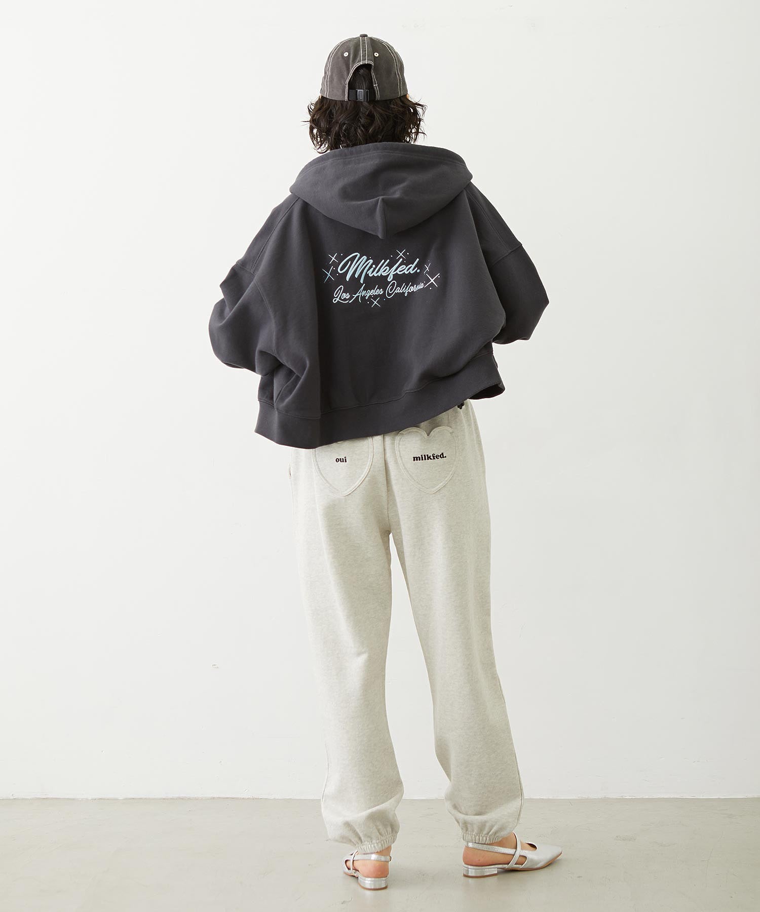 RHINESTONE LOGO SHORT ZIP UP HOODIE