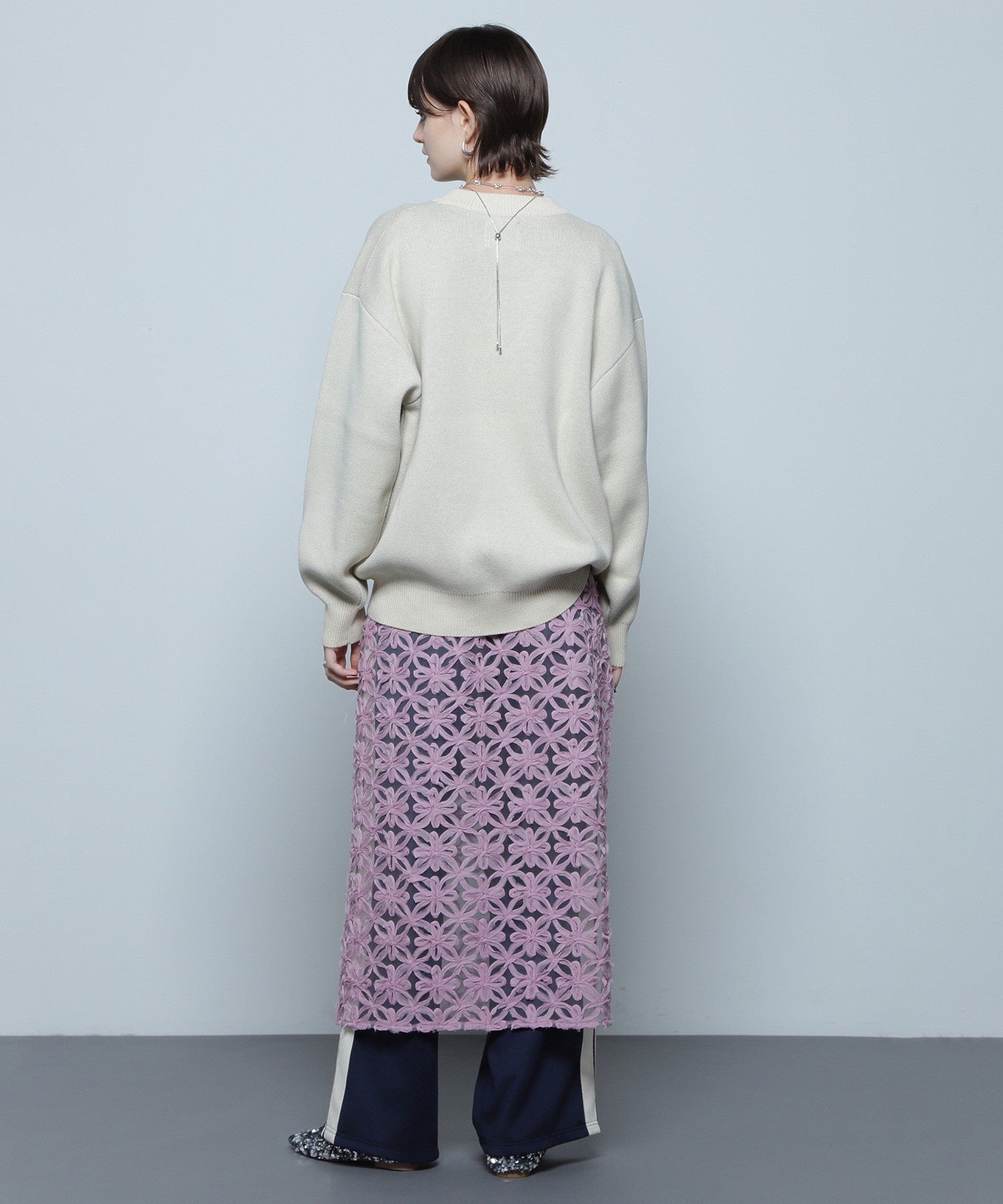 GENE HEAVENS/カレッジライクロゴ ジャカードニット