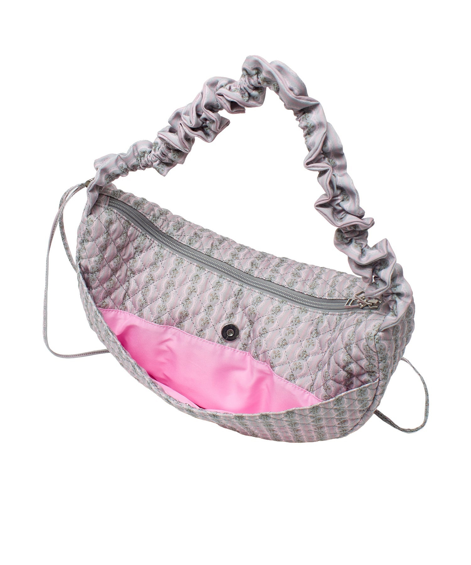 STRIPED FLOWER QUILTED SHOULDER BAG