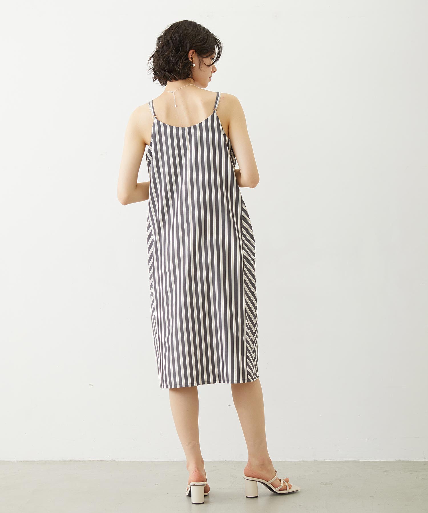 BIAS-CUT STRIPED CAMI DRESS