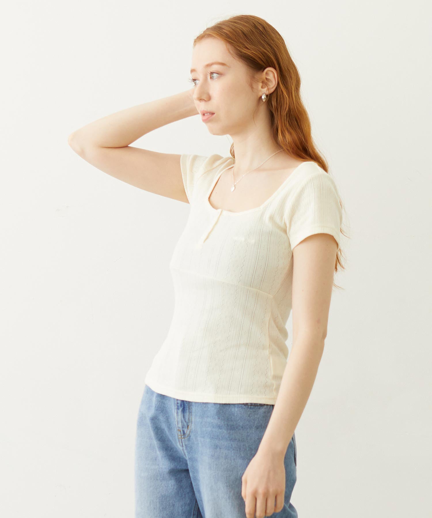 HENLEY NECK S/S TOP