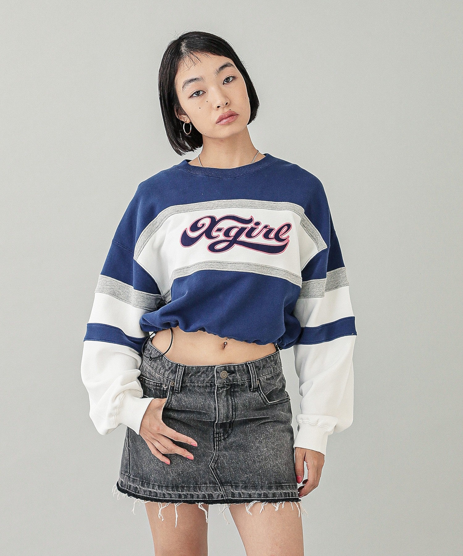 LOW RISE DENIM MINI SKIRT