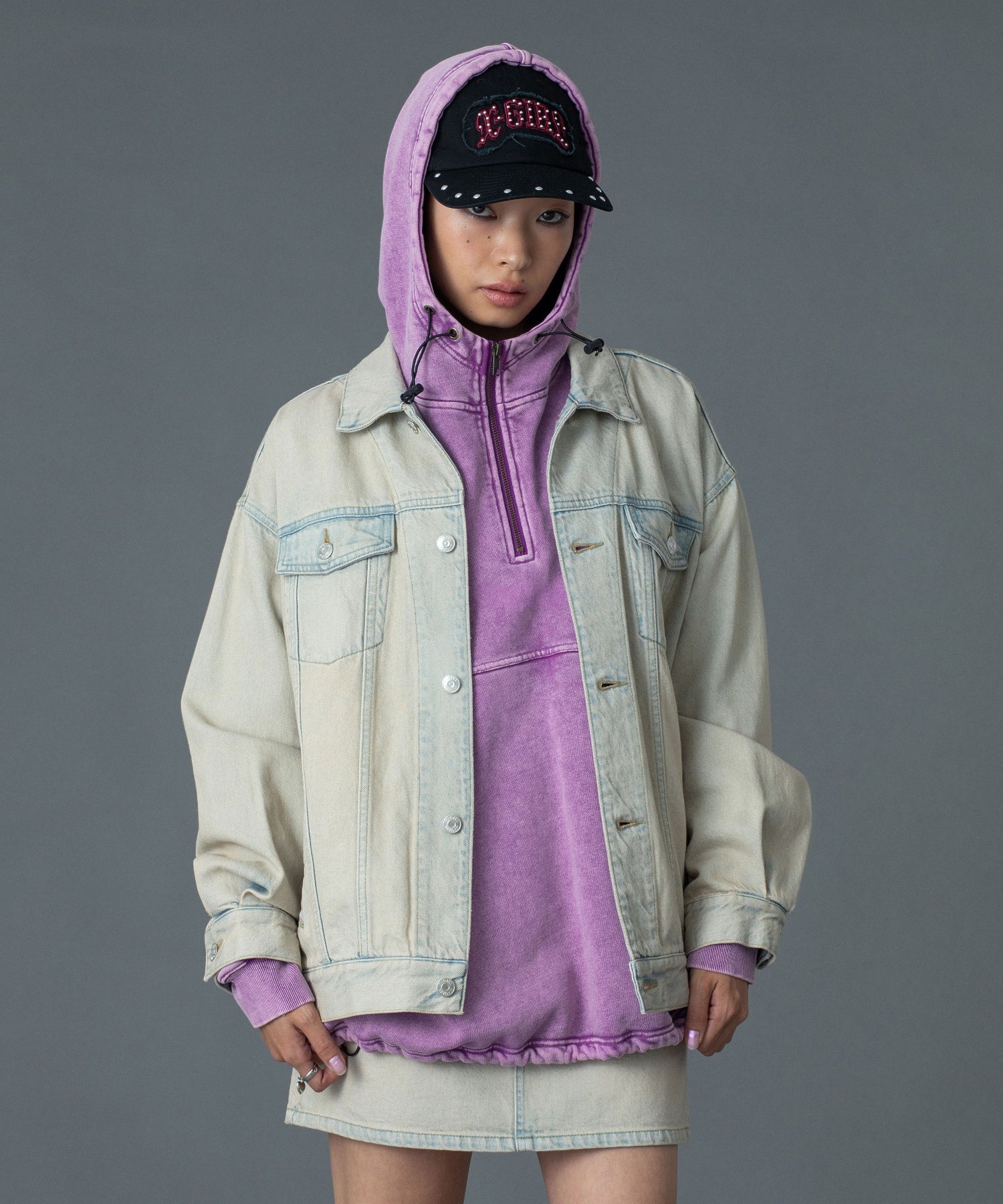 FADED FACE LABEL ANORAK SWEAT HOODIE