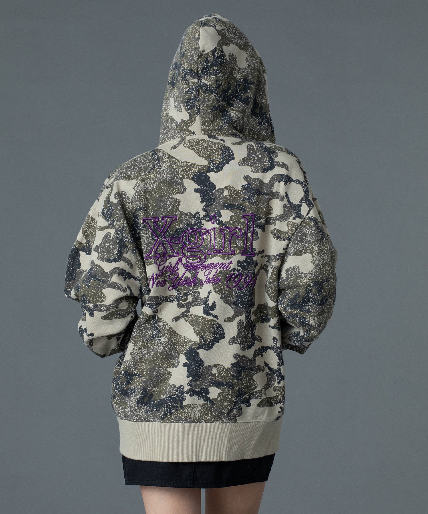 EMBROIDERED LOGO ZIP UP SWEAT HOODIE