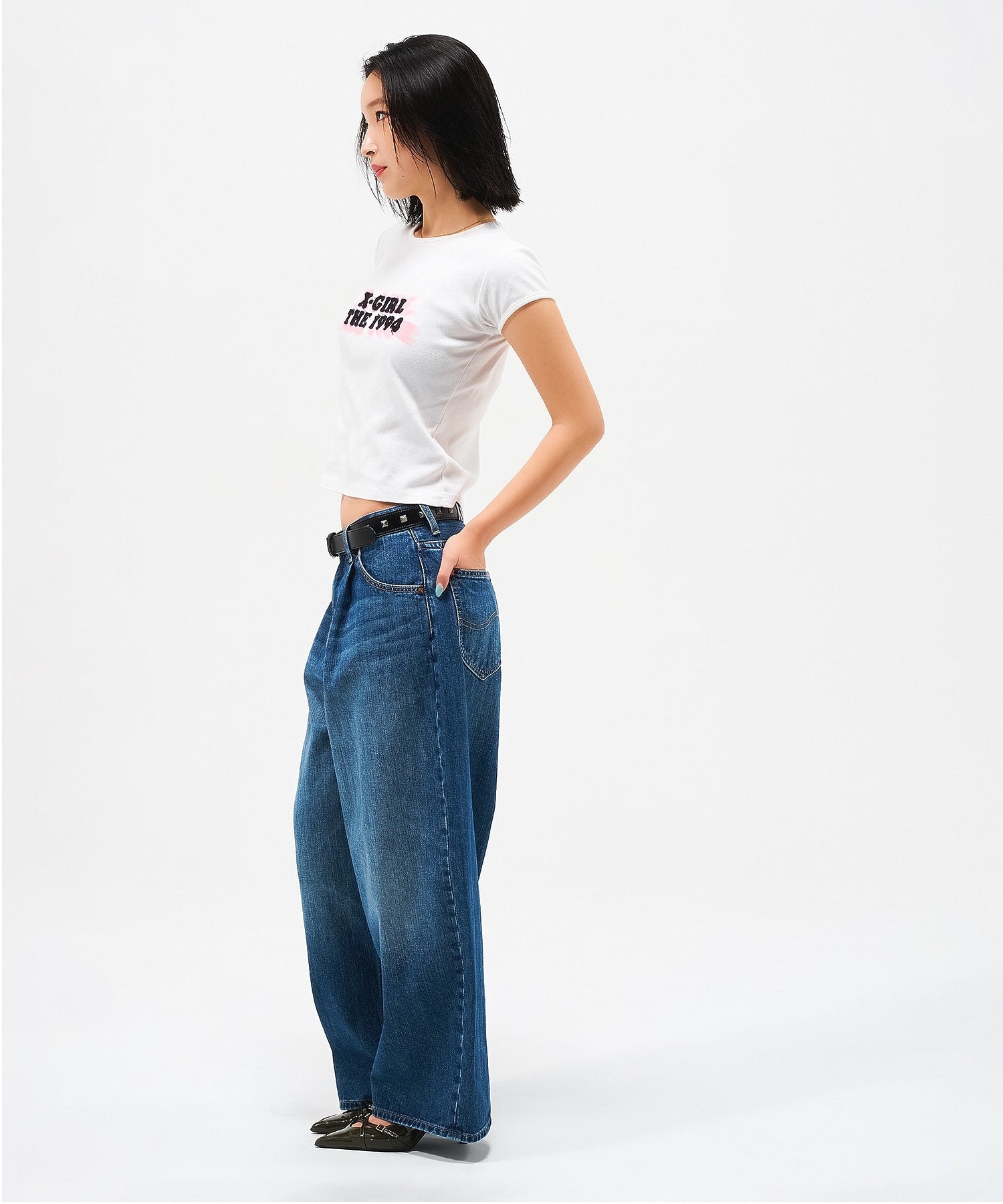 X-girl x Lee TUCK WIDE DENIM PANTS