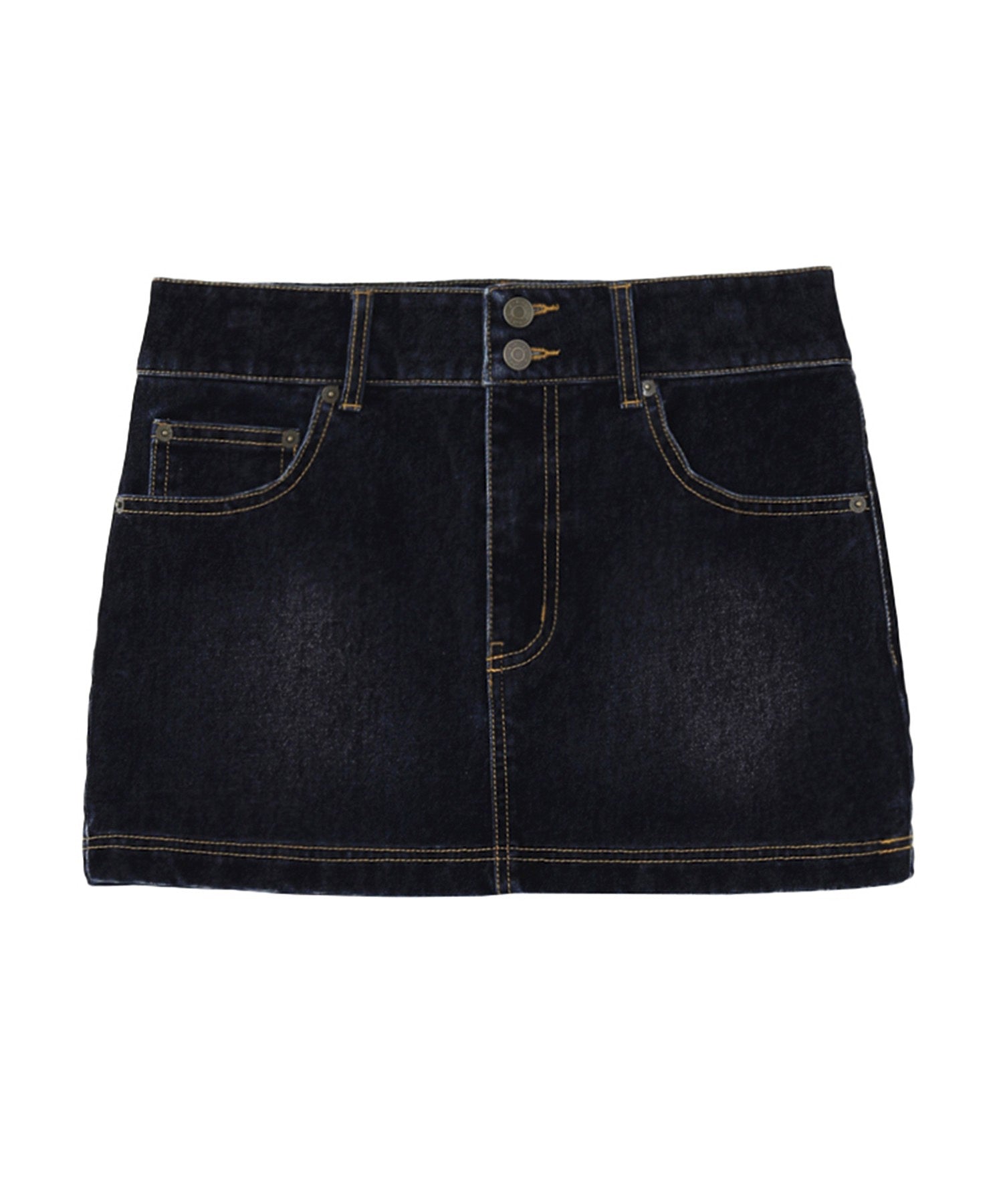FLOCKED DENIM MINI SKIRT
