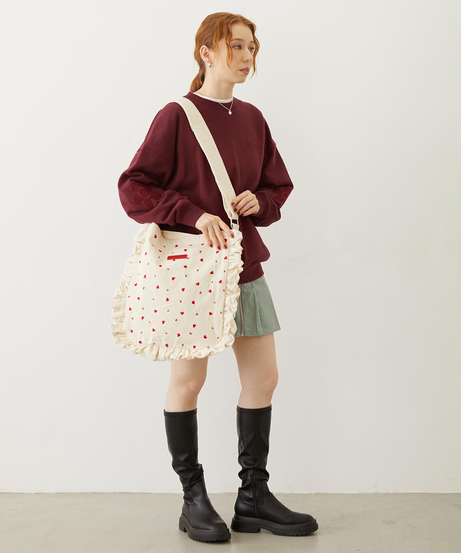HEART EMBROIDERY CANVAS BAG MILKFED.