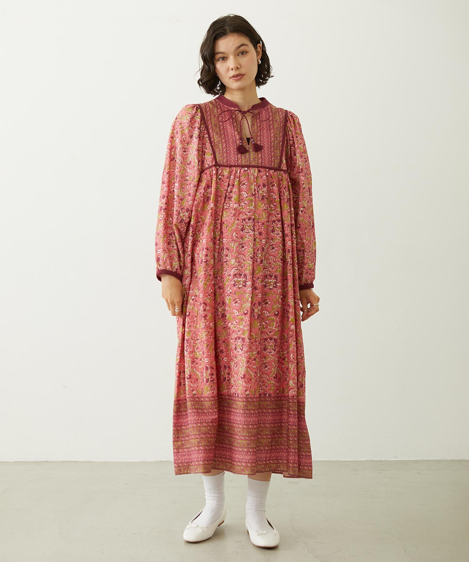 PRINTED TASSEL TIE DRESS