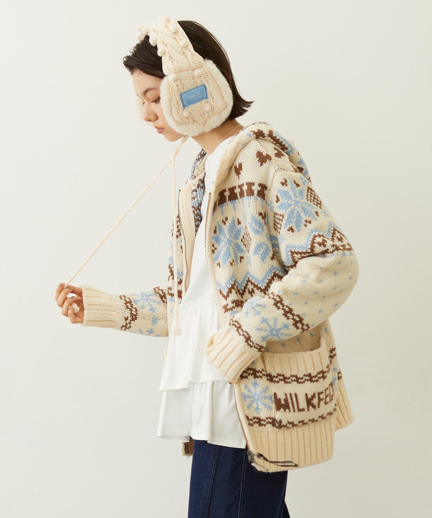 SNOW PATTERN COWICHAN KNIT JACKET