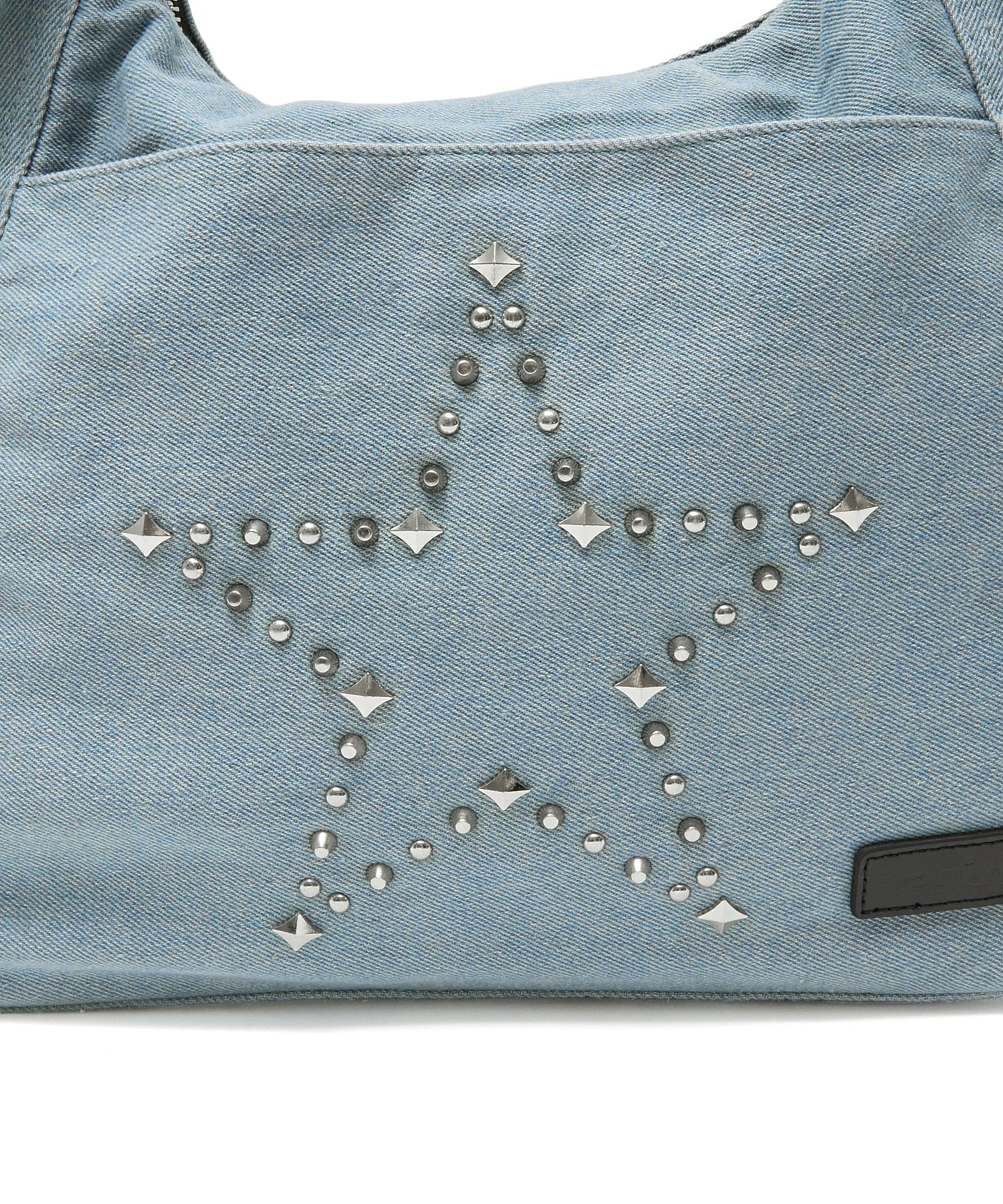 STUDDED DENIM SHOULDER BAG
