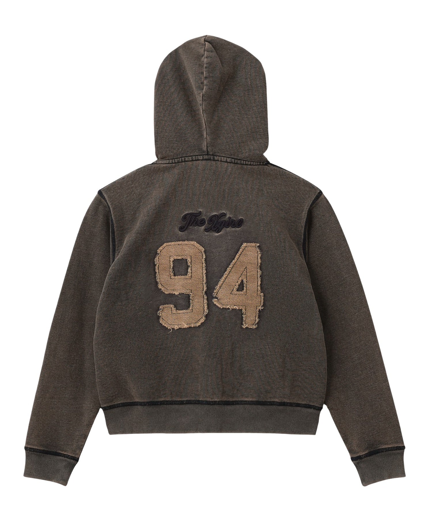 OVERDYED NUMBER PATCH ZIP UP HOODIE