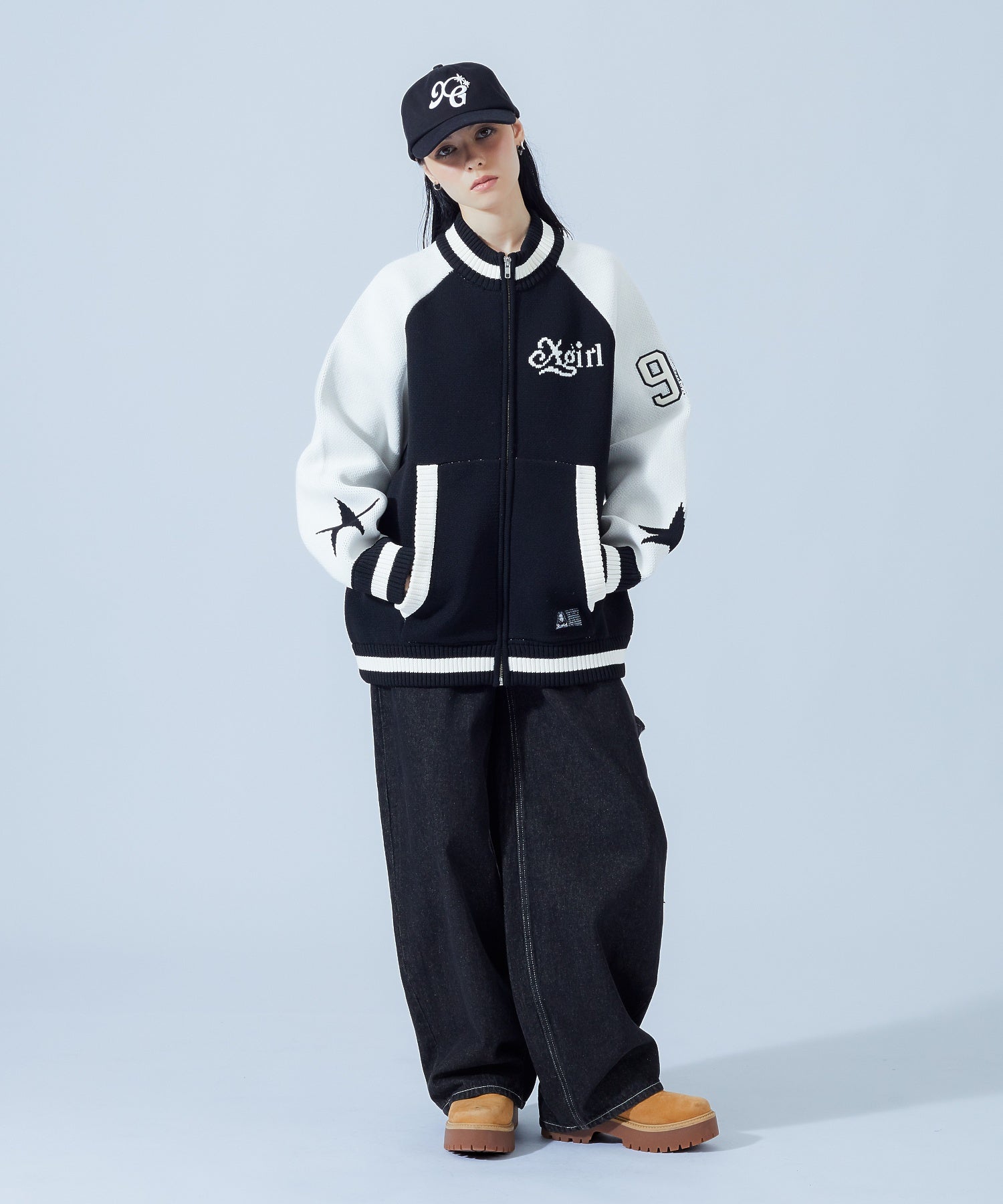 PATCH AND JACQUARD STADIUM KNIT JACKET