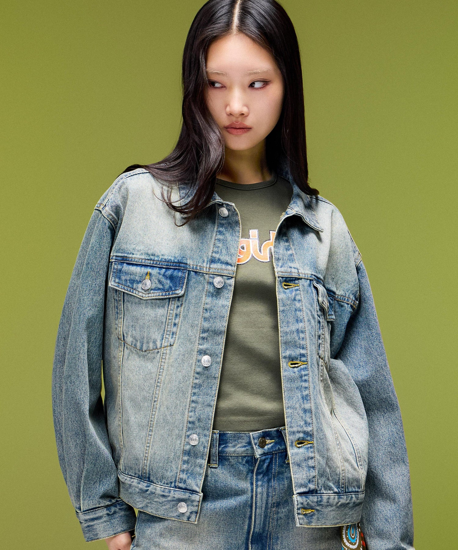 LOGO MARK STITCHED DENIM JACKET