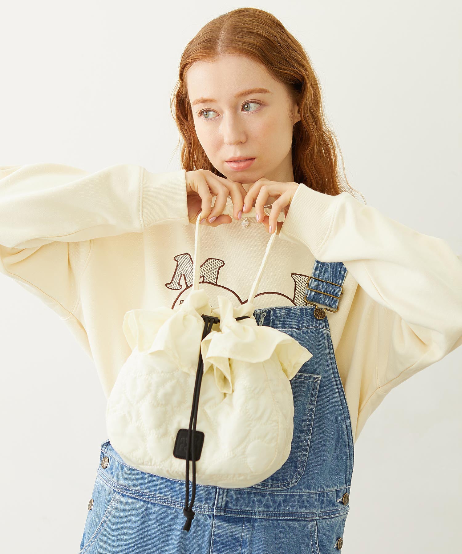 HEART QUILTED DRAWSTRING BAG