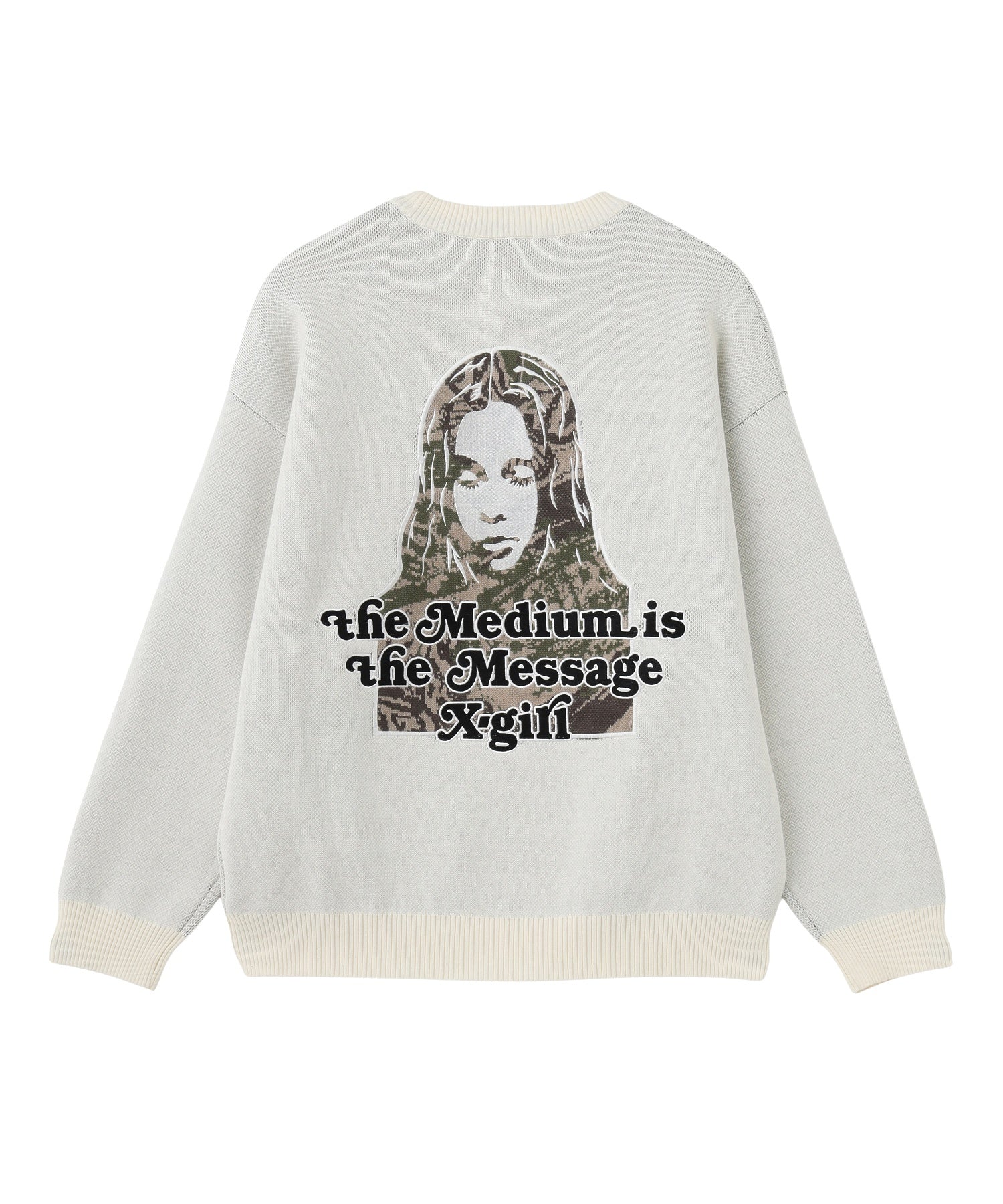 CAMO FACE AND LOGO JACQUARD KNIT TOP