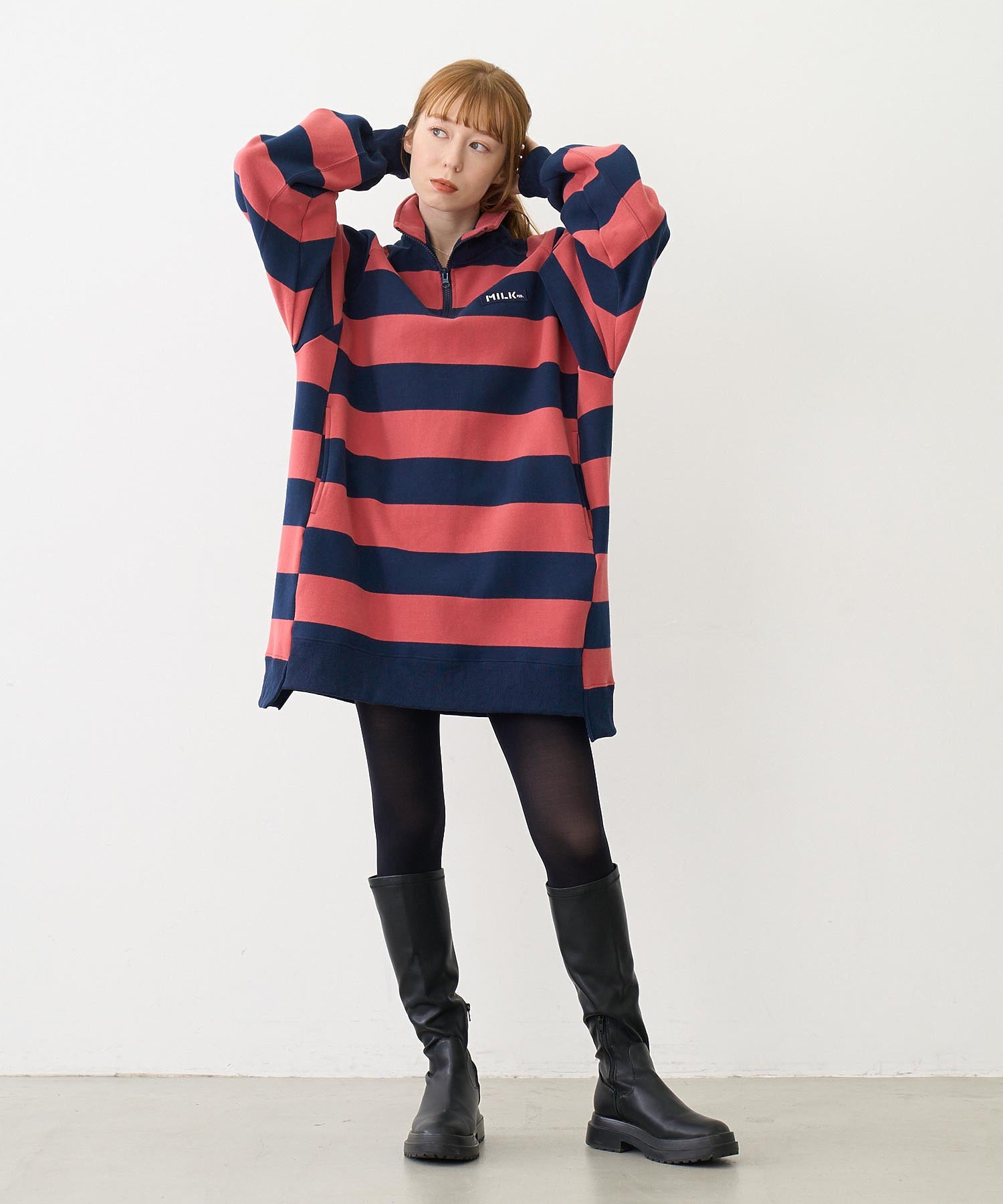 STRIPED TUNIC SWEATSHIRT