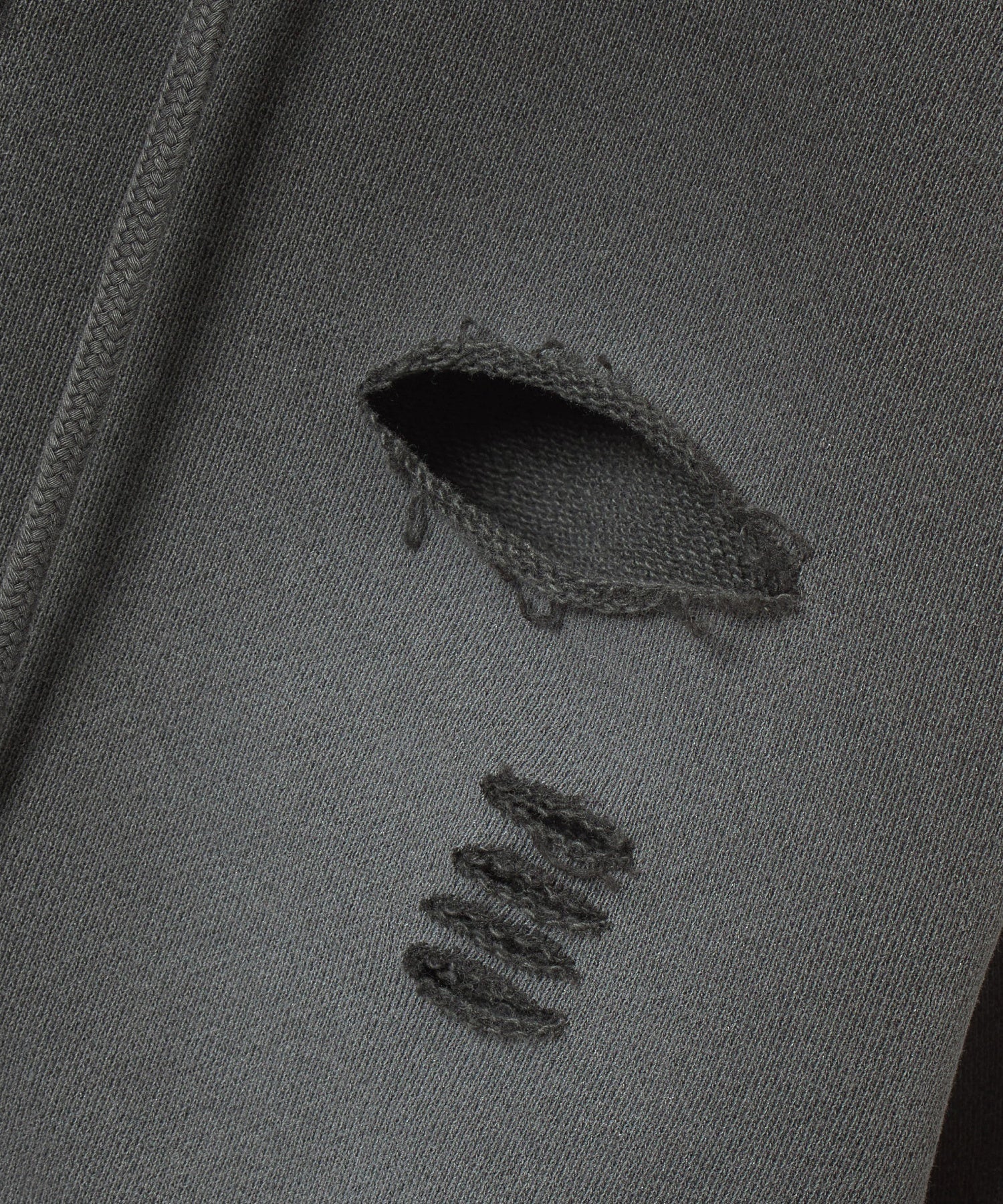 DISTRESSED ZIP UP SWEAT HOODIE