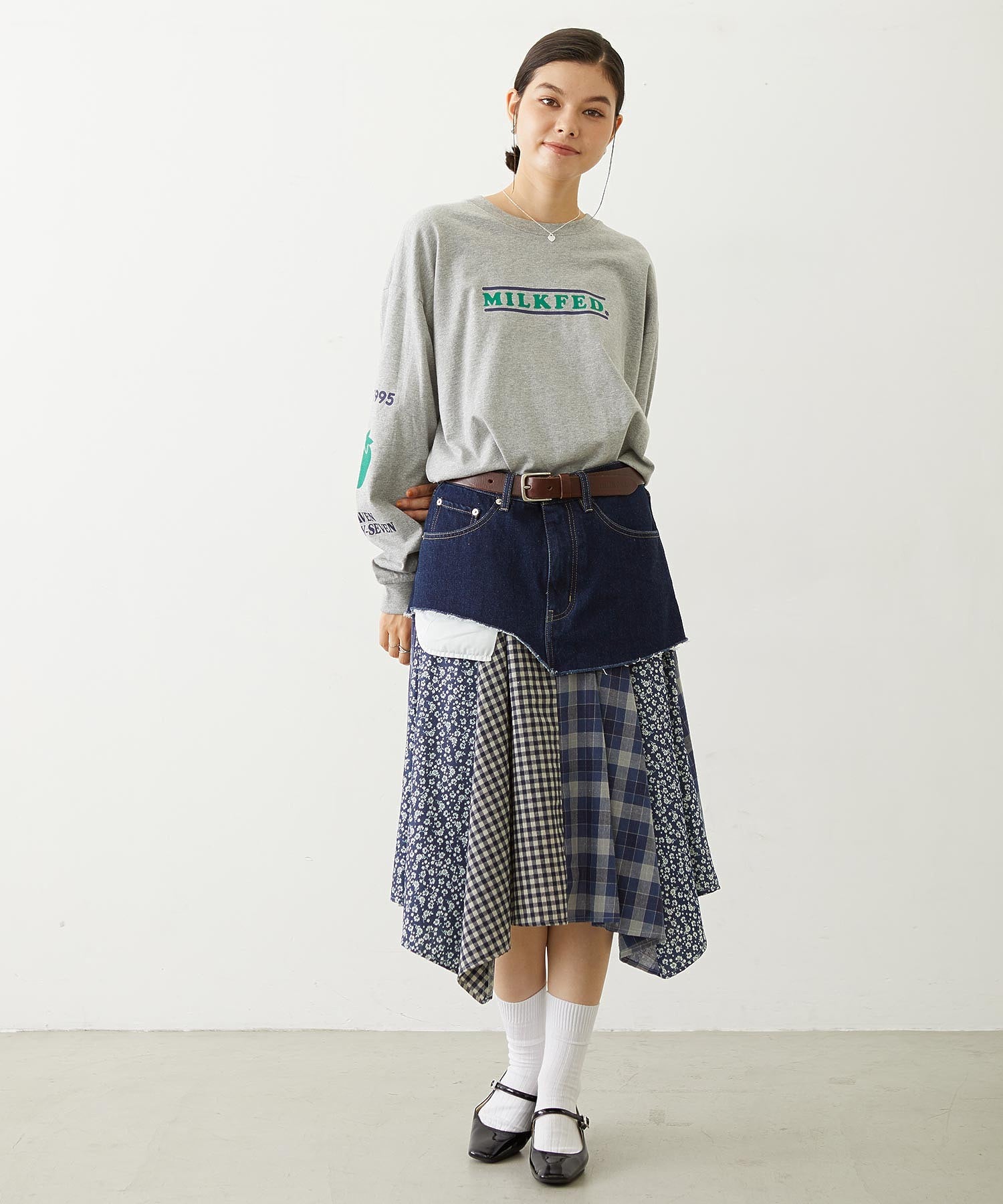 PATCHWORK OVERALL SKIRT