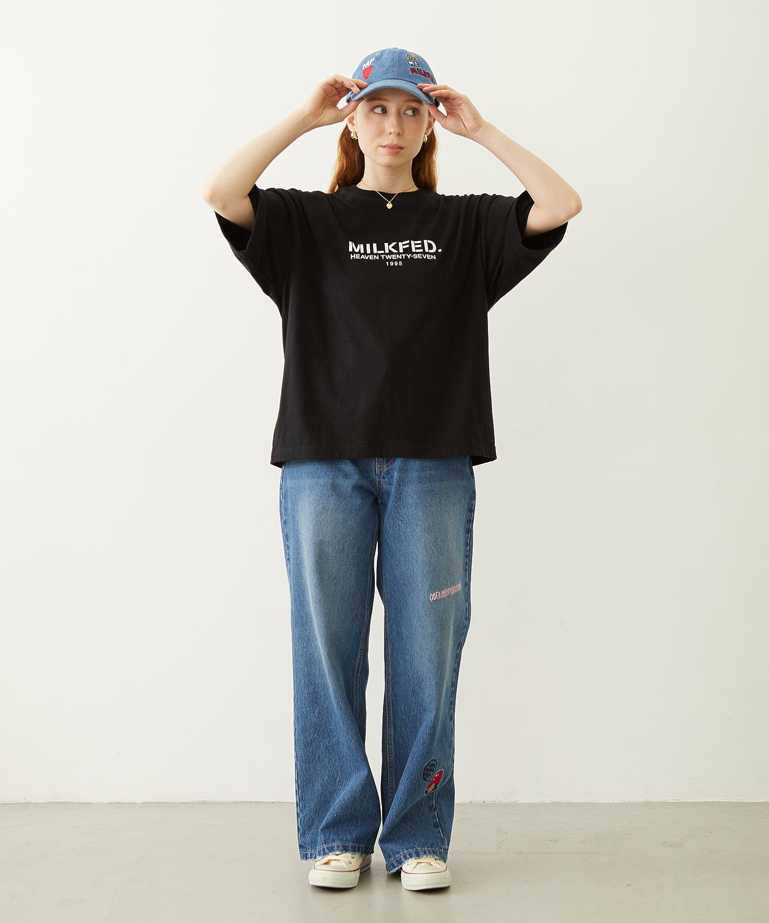 DOODLE EMBROIDERED DENIM PANTS