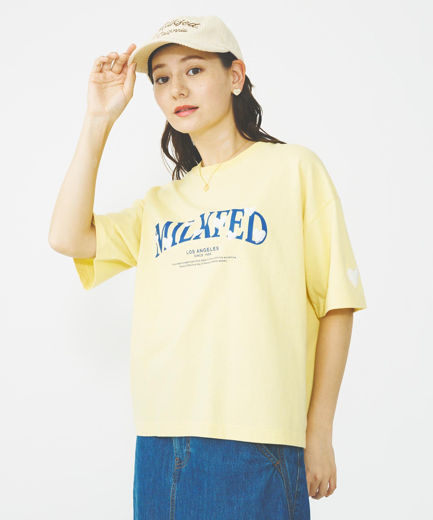 HEART EMBROIDERED LOGO WIDE S/S TEE