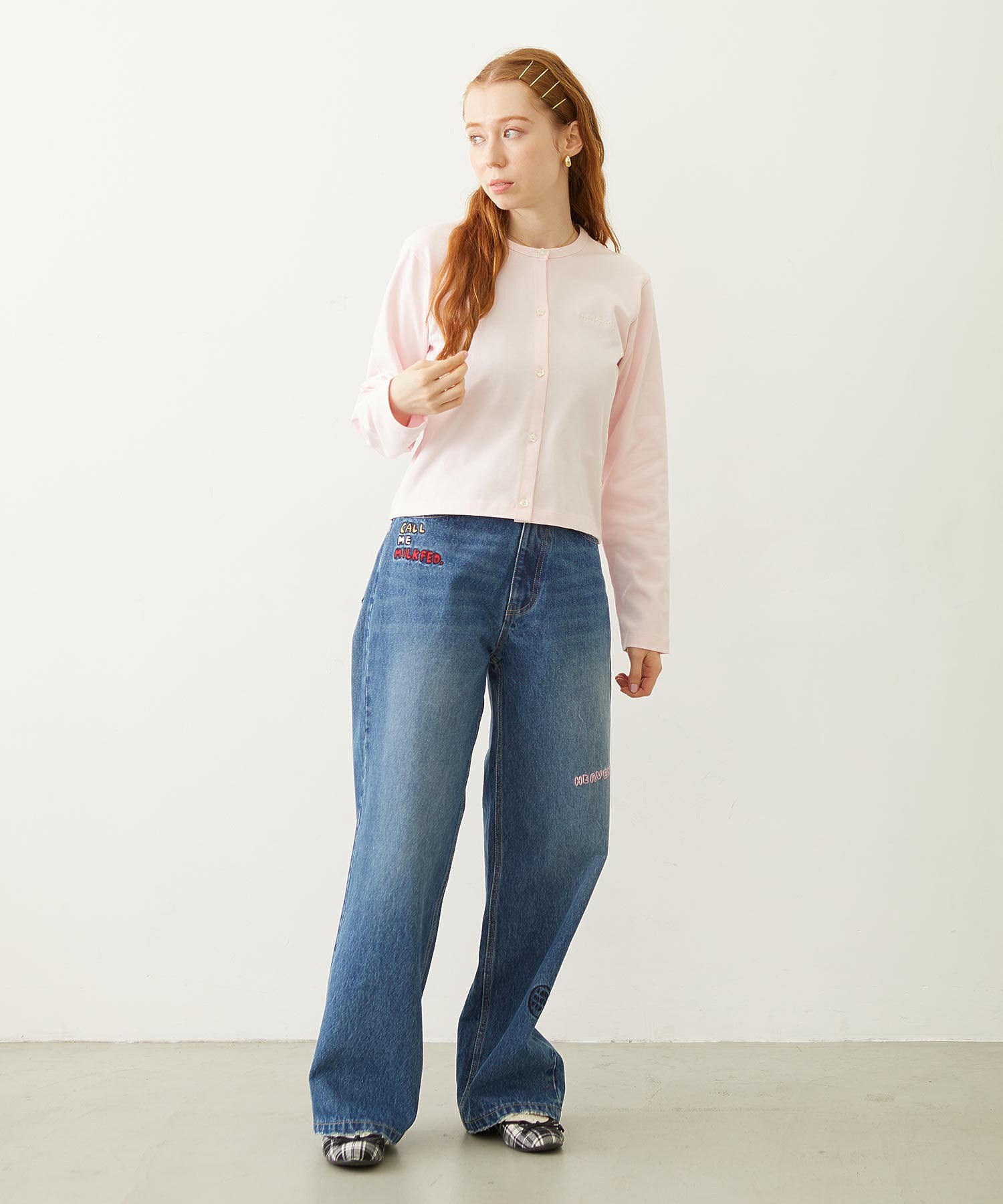 DOODLE EMBROIDERED DENIM PANTS