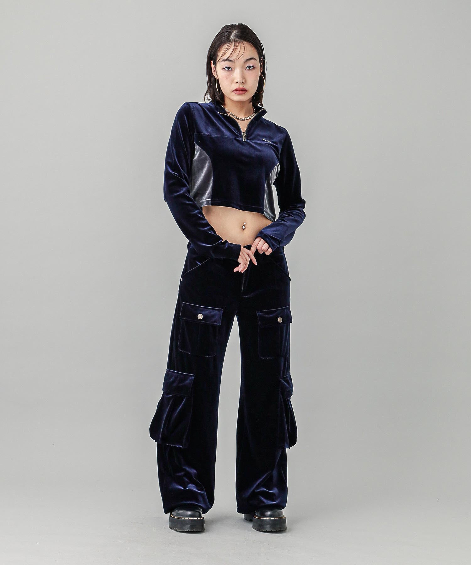 VELOUR HALF ZIP TOP