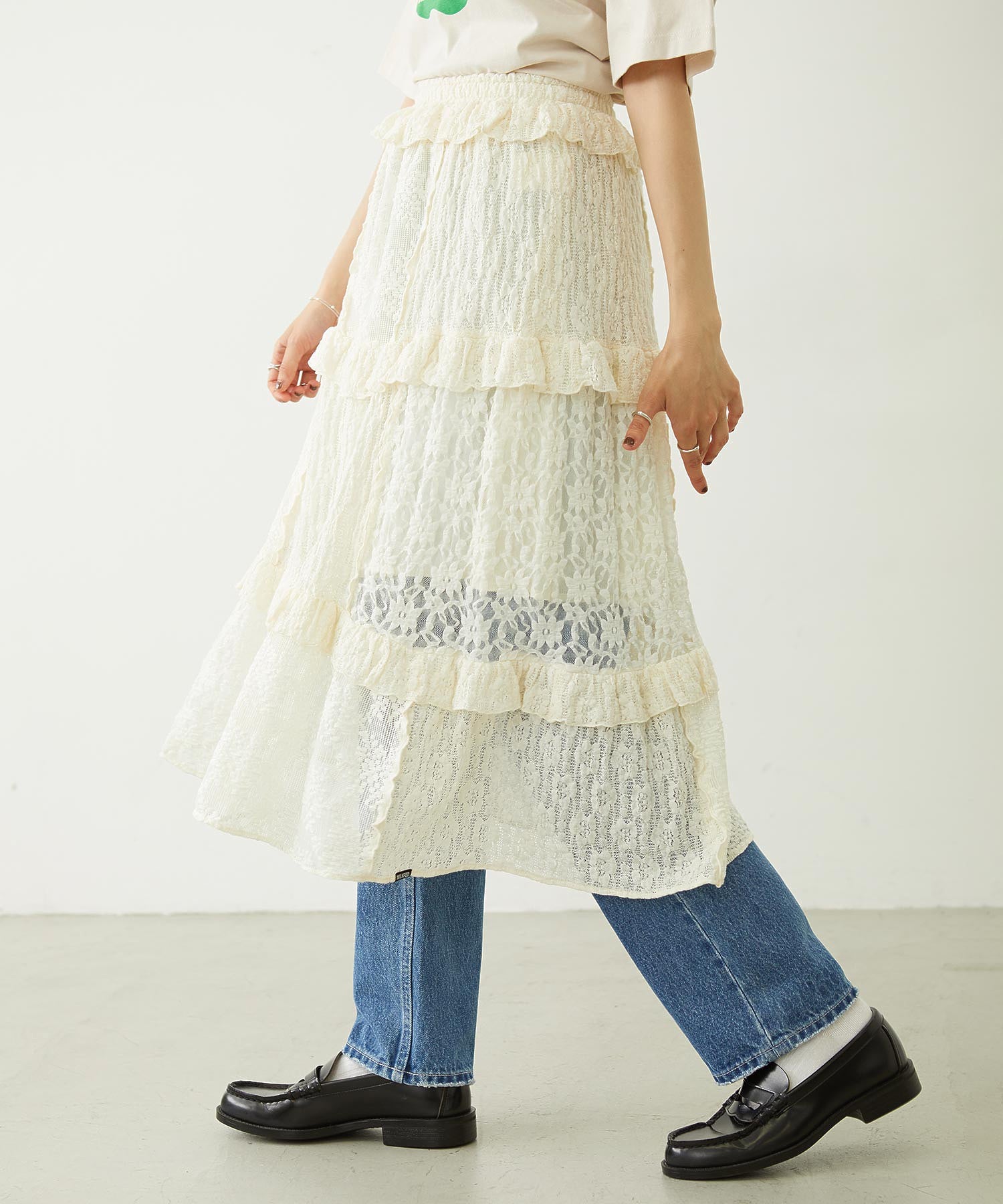 LACE FRILL DIRNDL SKIRT