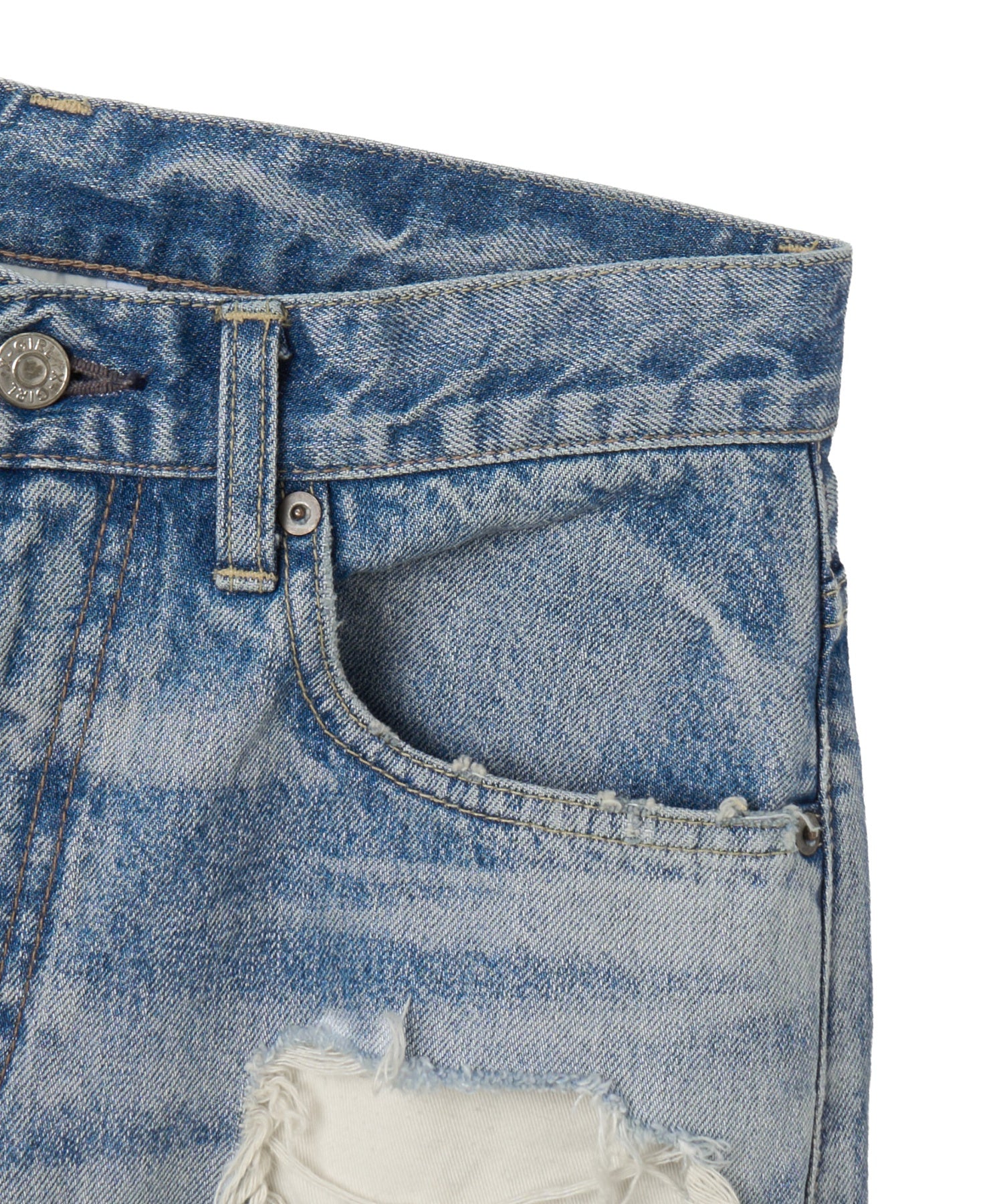 DISTRESSED WIDE LEG JEANS
