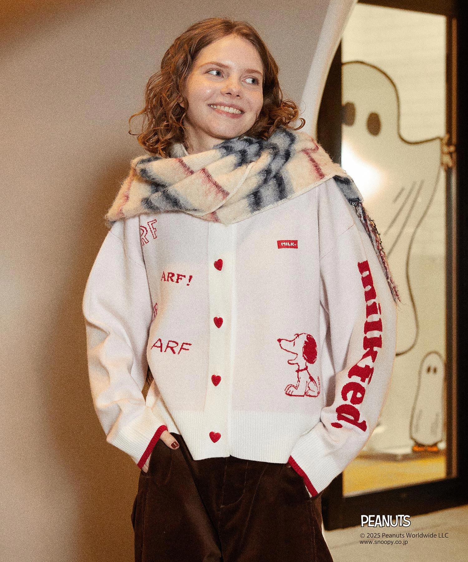 MILKFED. × PEANUTS KNIT CARDIGAN