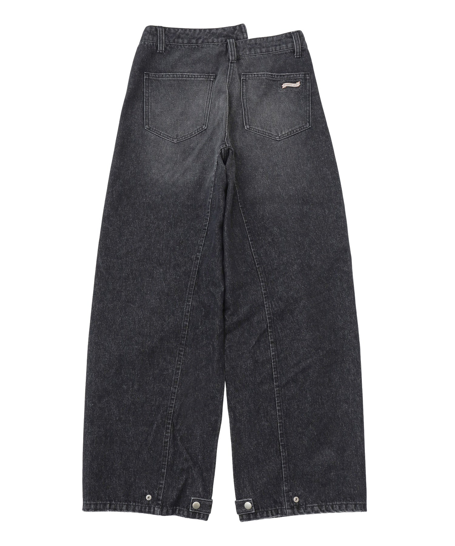 ASYMMETRIC WAIST BARREL LEG DENIM PANTS