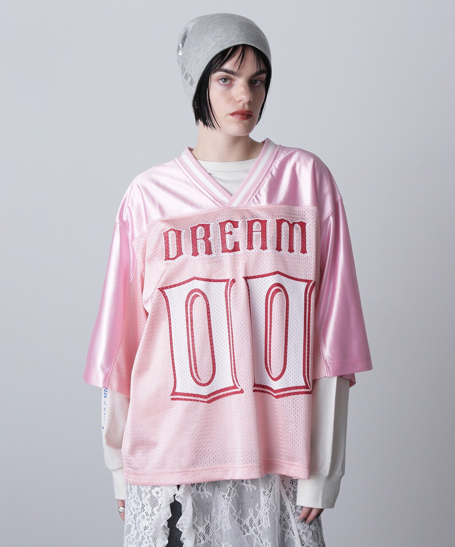 OKIRAKU×ROSE BUD/メッシュフットボールT