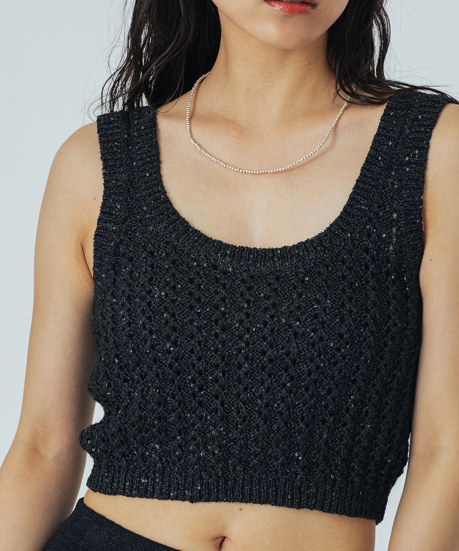 CREOLME/LAME KNIT BUSTIER