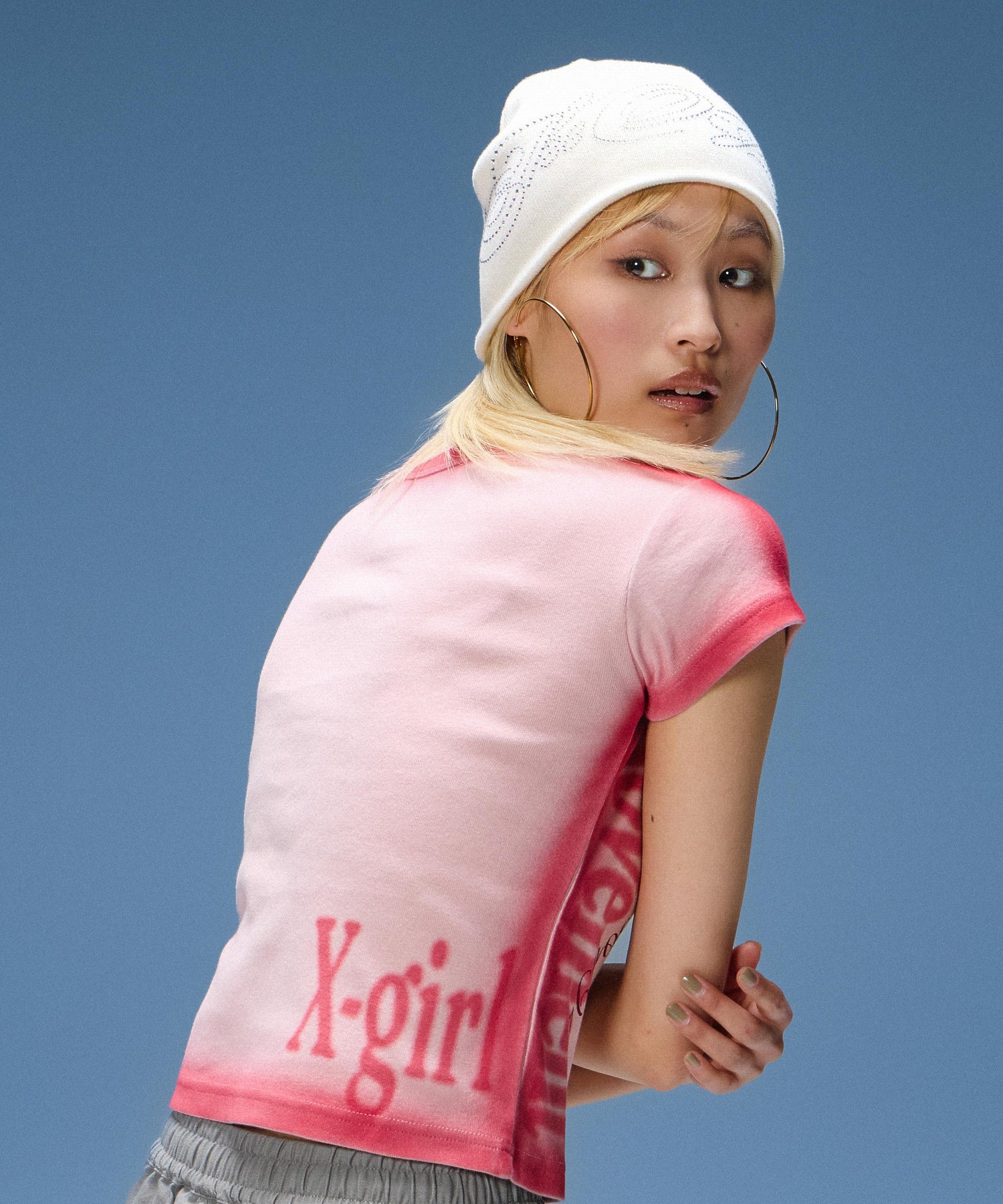RHINESTONE DECORATIVE SCRIPT LOGO BEANIE