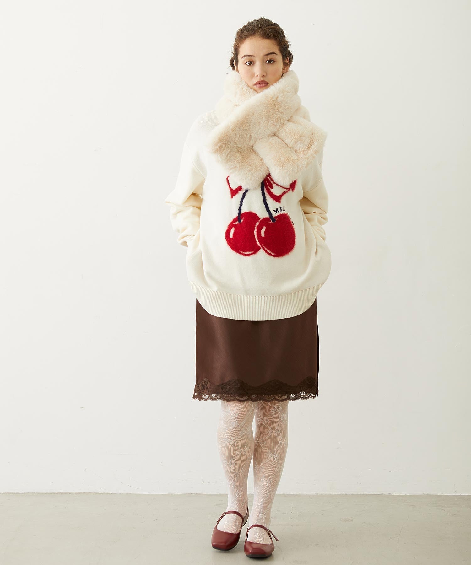 CHERRY QUILTED REVERSIBLE NYLON SCARF