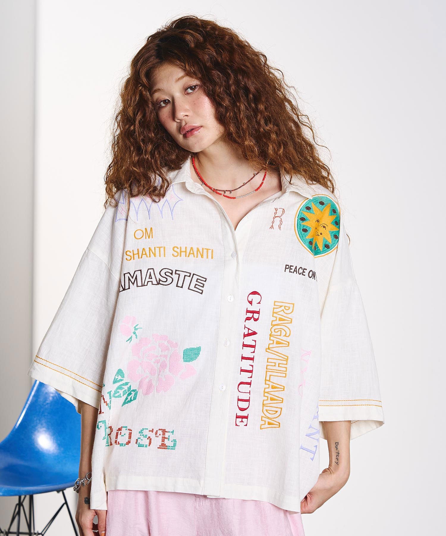 HLAADA for ROSEBUD/EMBROIDERY SHORT SLEEVE SHIRT