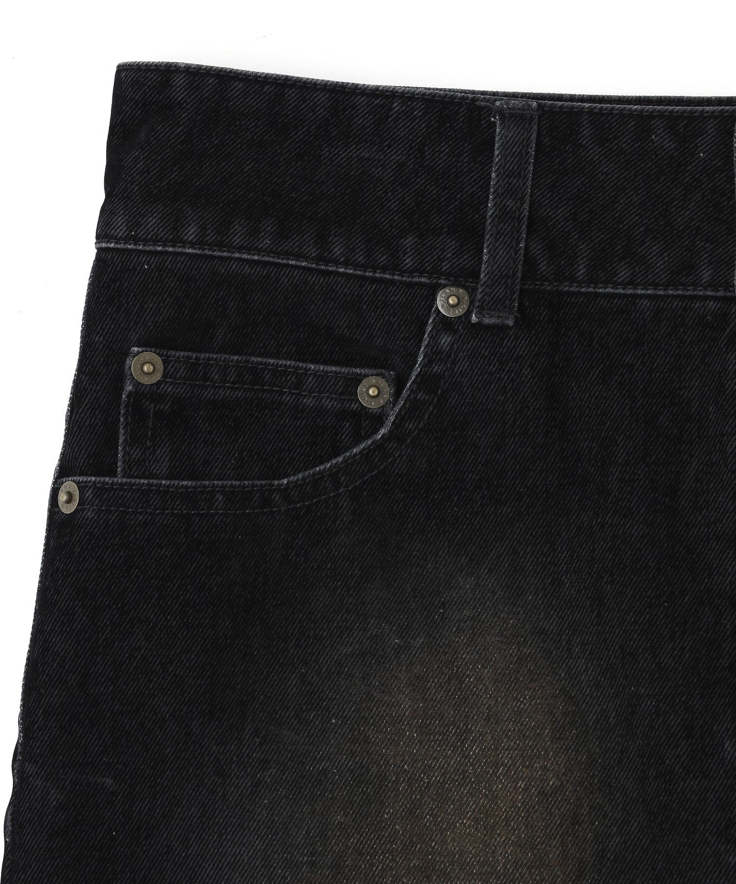 FLOCKED DENIM MINI SKIRT