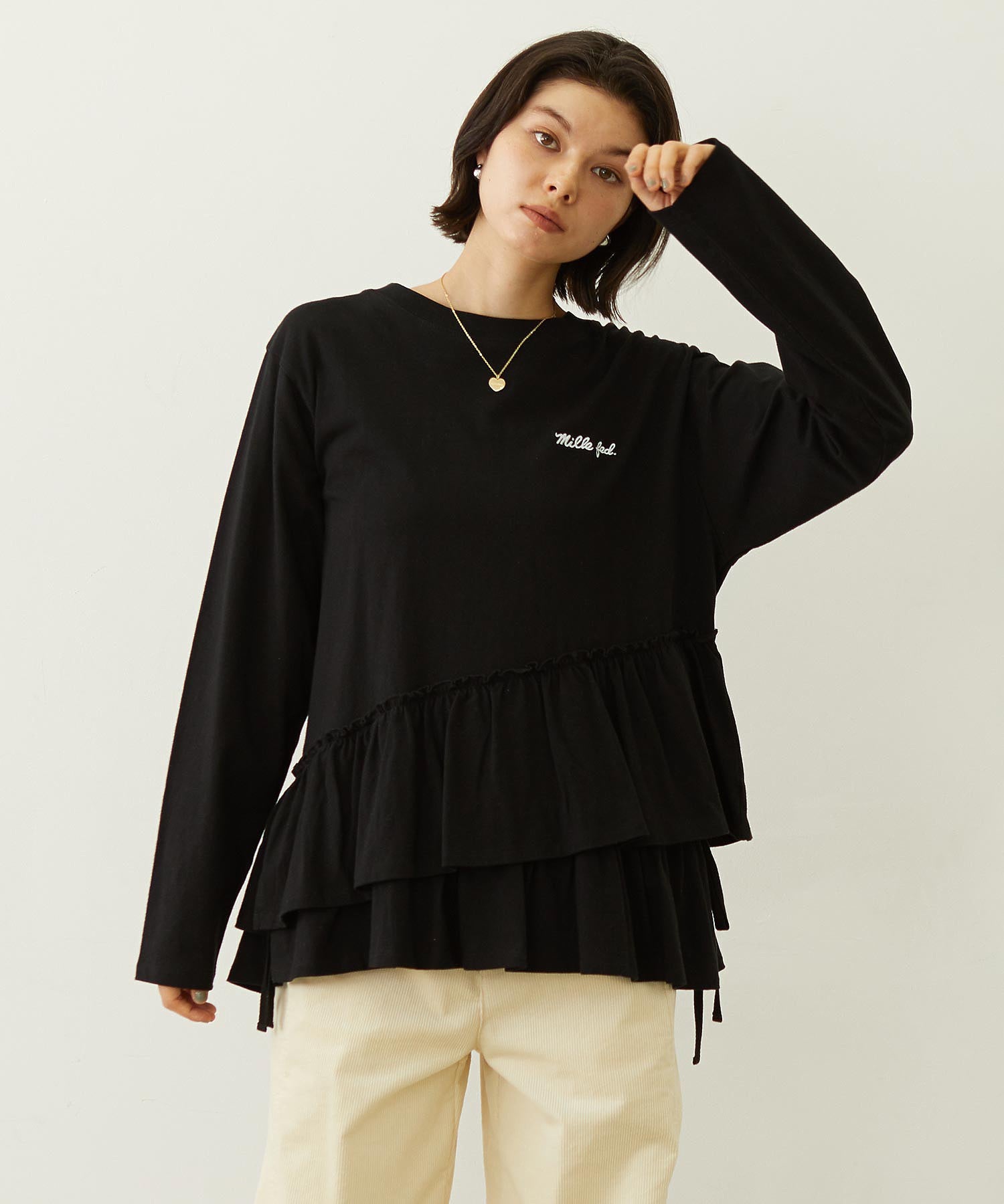 ASYMMETRIC FRILL TOP