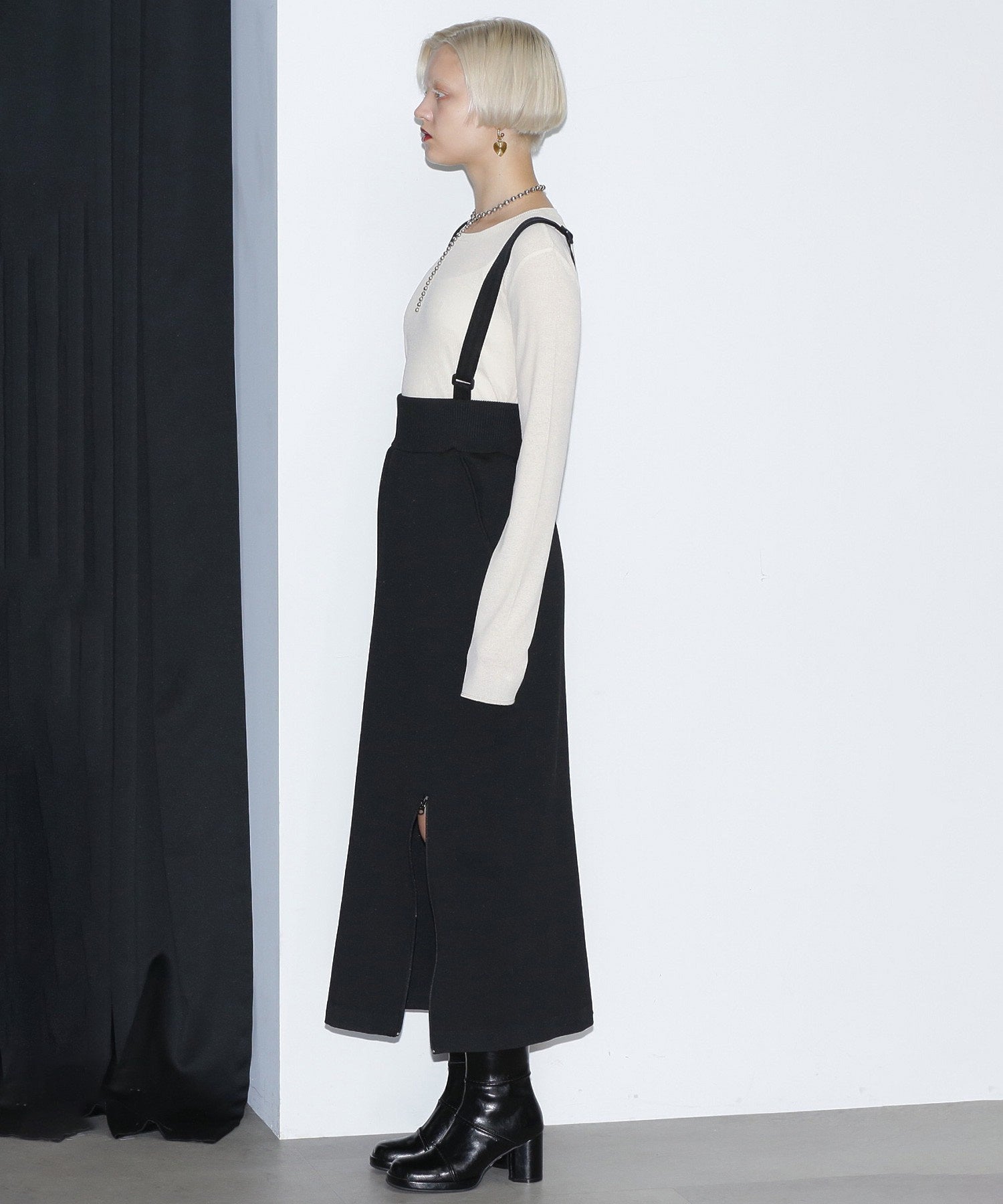 GENE HEAVENS/サウザンドマイル コラボレーション 2WAYサスペンダーニットスカート