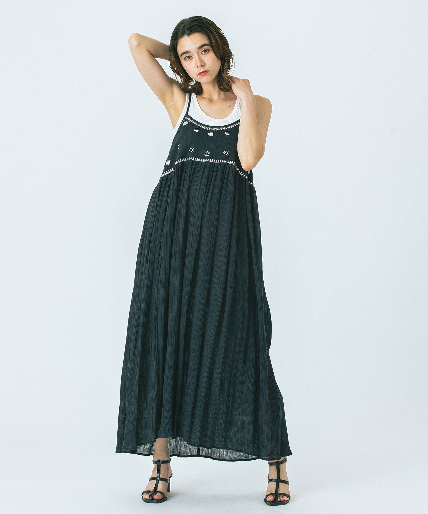 HLAADA for ROSE BUD/EMBROIDERY SLIP DRESS