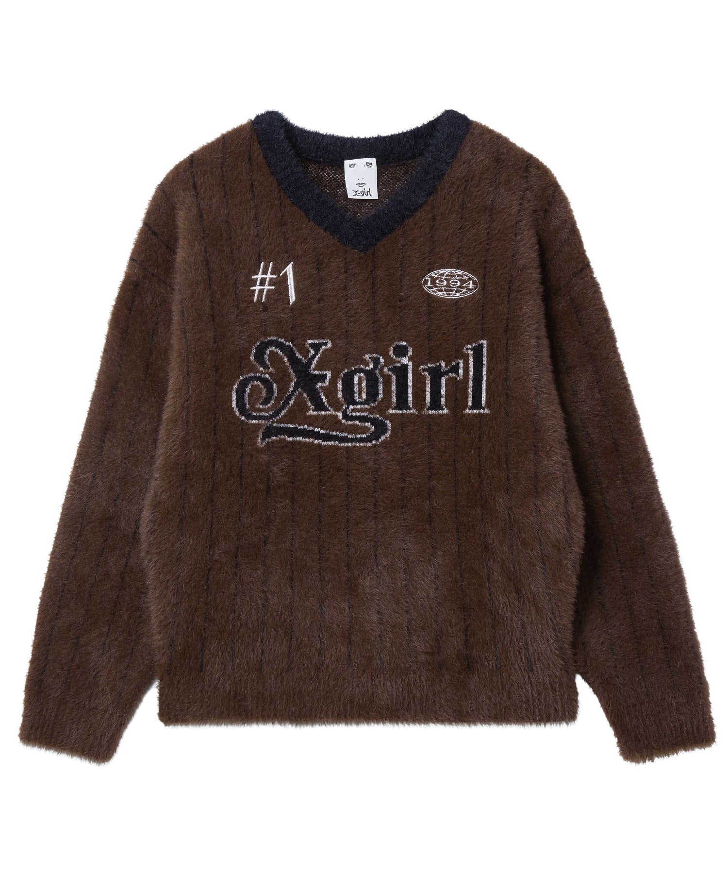 GAME SHIRT JACQUARD SHAGGY KNIT TOP