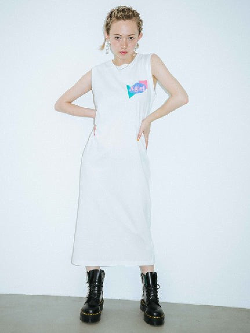 PLANE SHAPES LOGO TANK DRESS X-girl