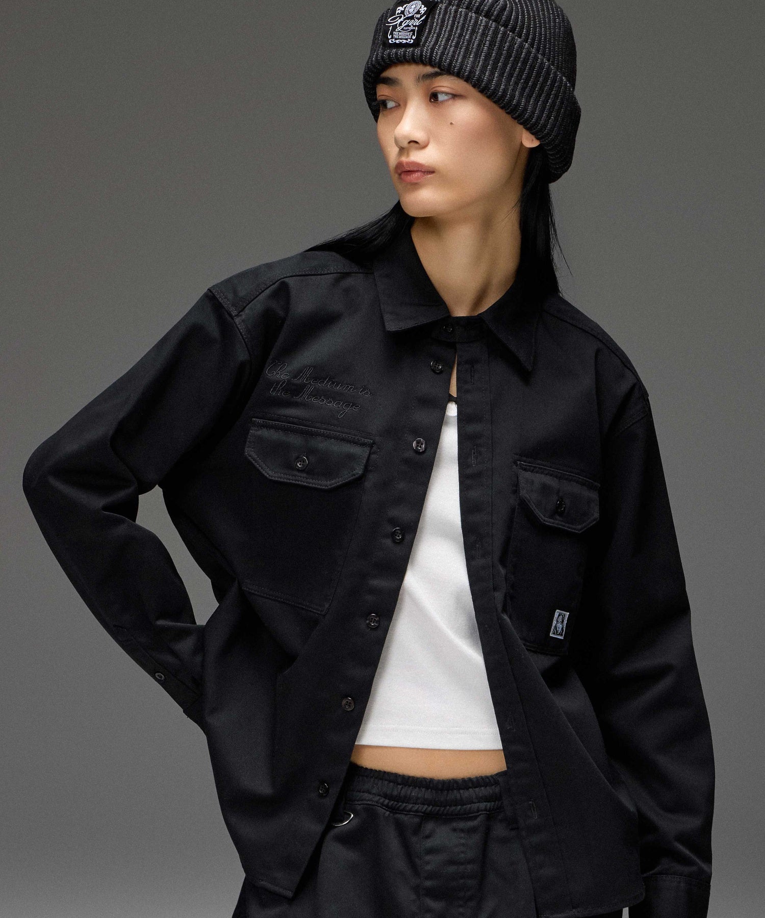 STRING COLLAR L/S COMPACT TOP
