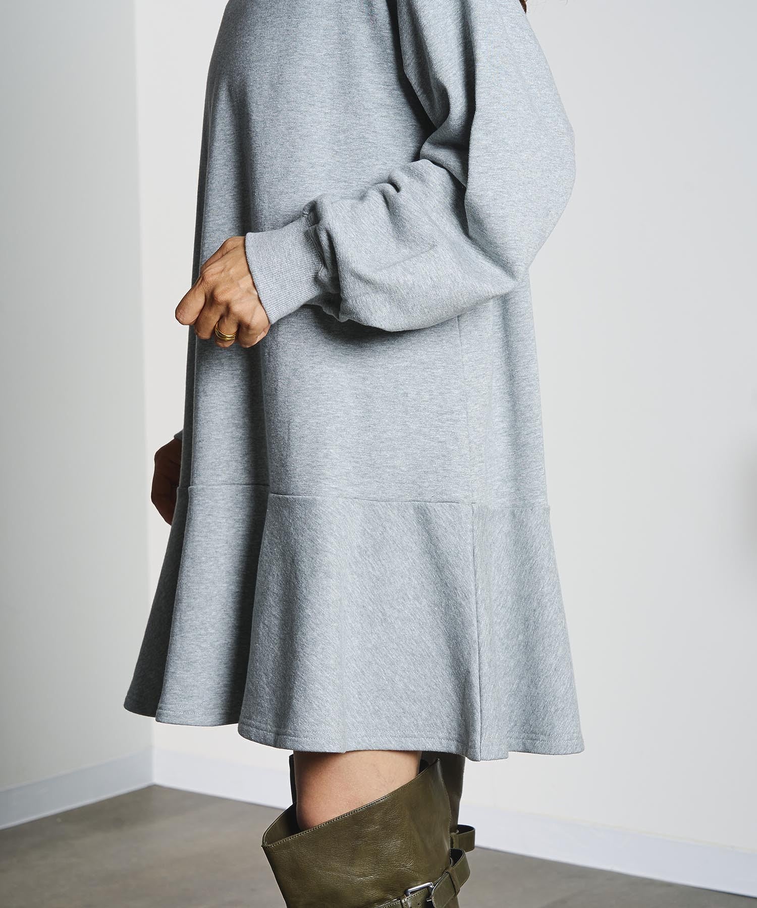 FRENCH TERRY RUFFLE DRESS