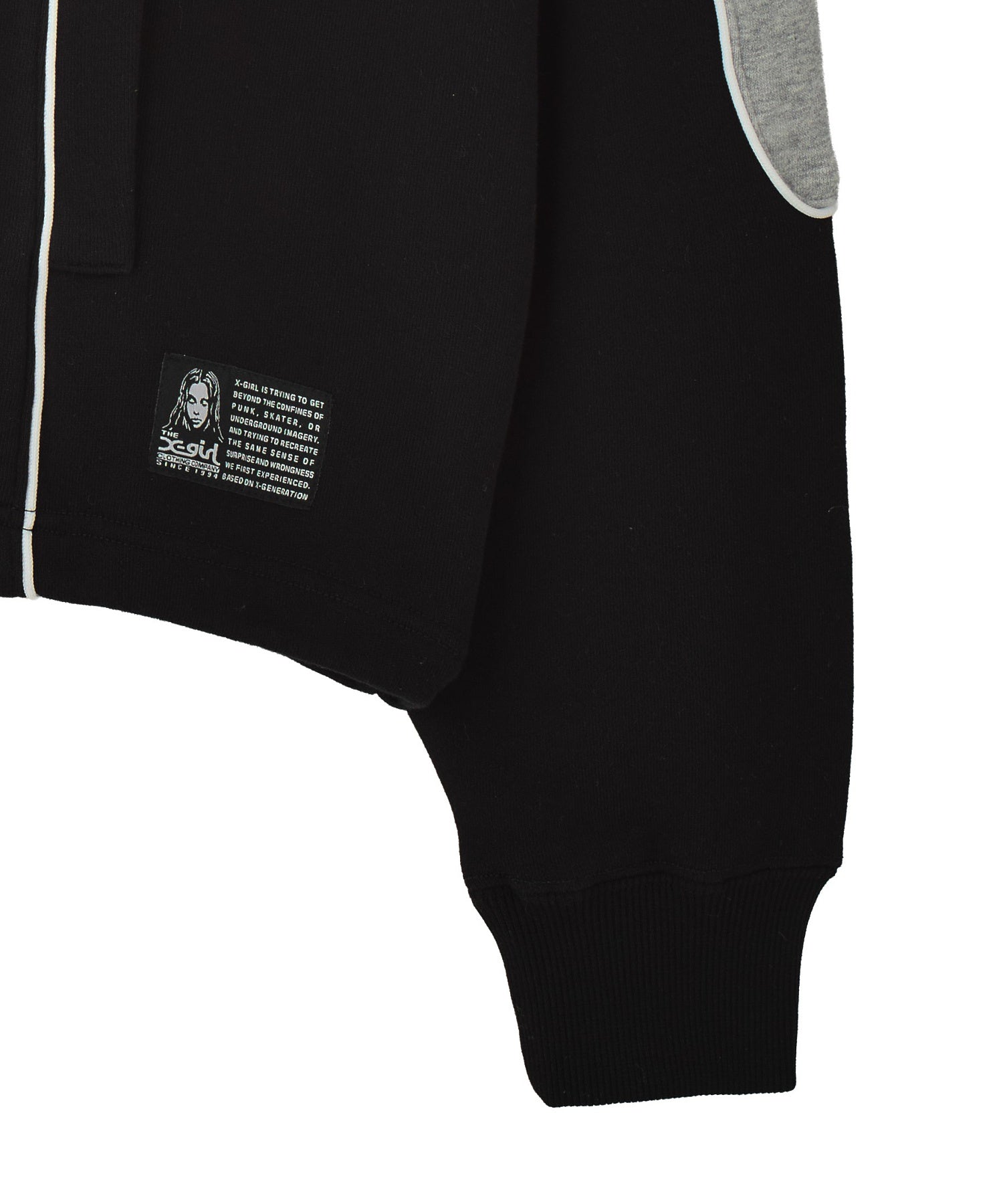 FACE LABEL HALF ZIP SWEAT TOP