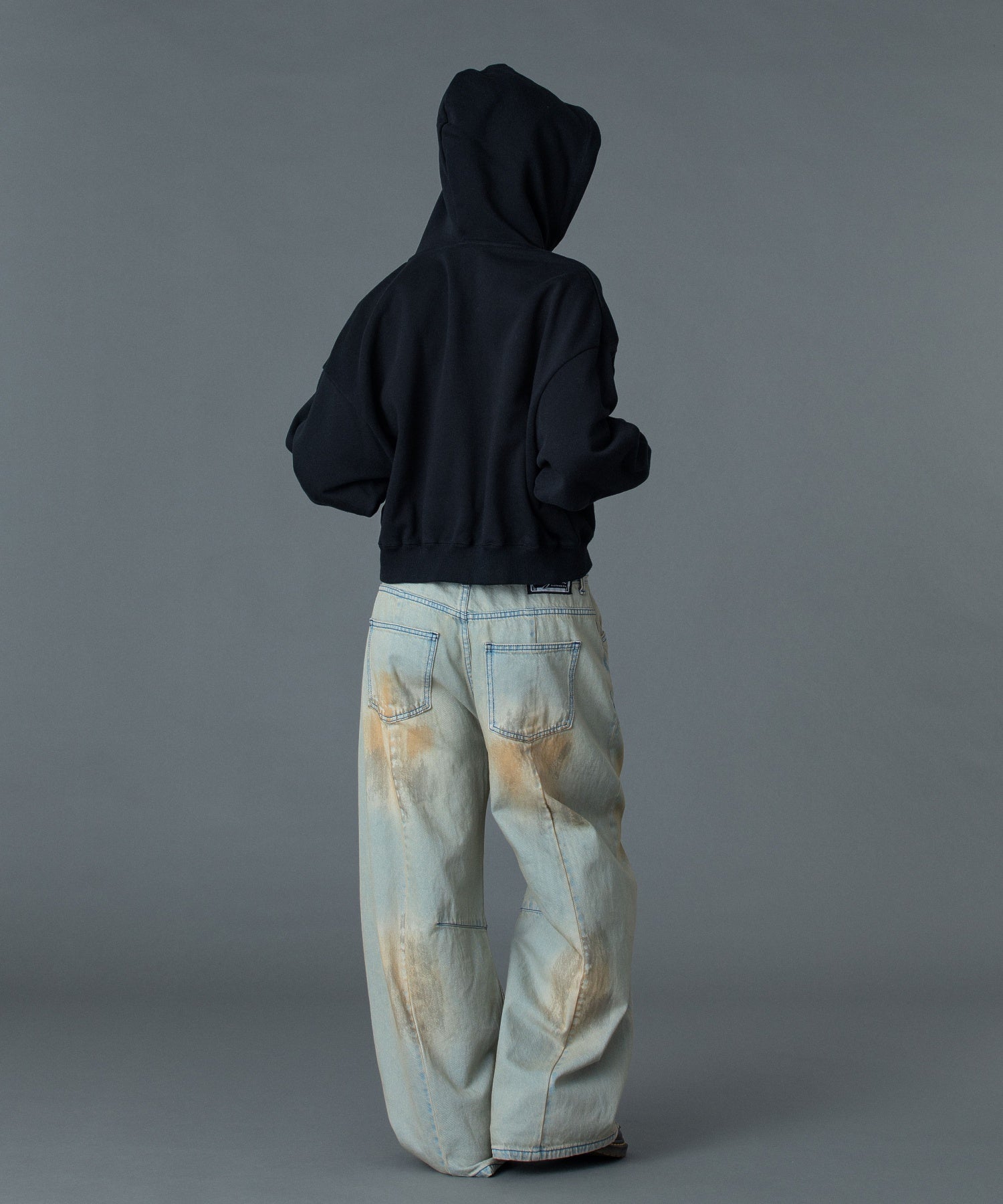 STUDDED LOGO ZIP UP SWEAT HOODIE