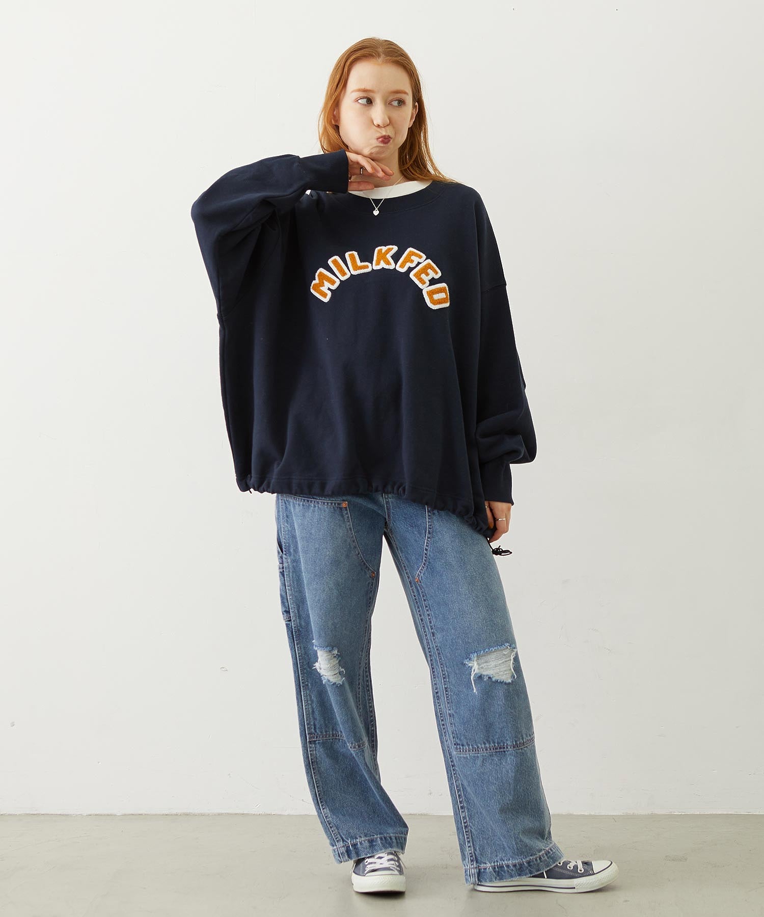 PATCH DRAWSTRING BIG SWEAT TOP