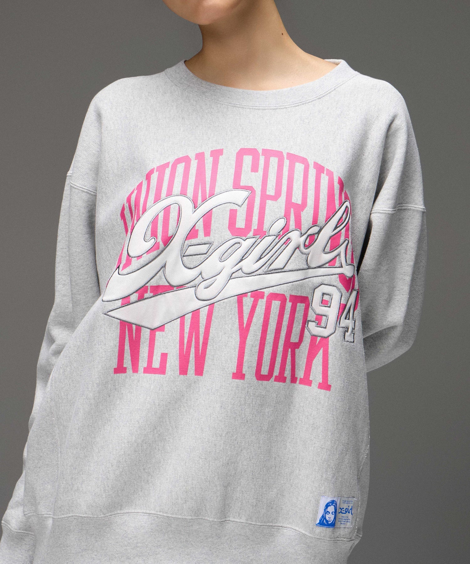 X-girl x Champion REVERSE WEAVE® PRINT AND PATCHED LOGO SWEATSHIRT