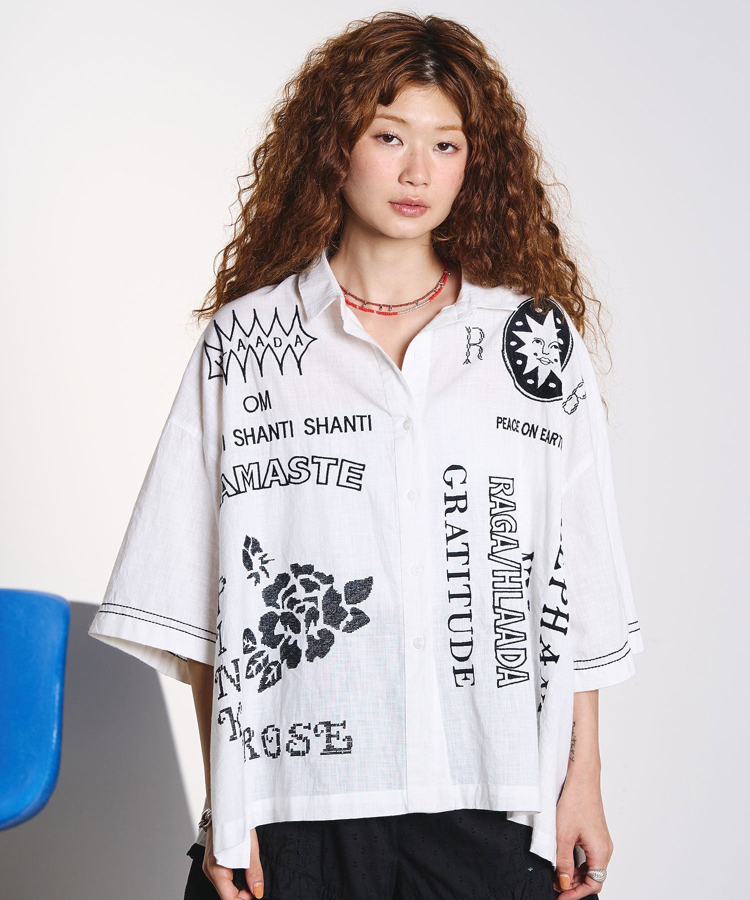 HLAADA for ROSEBUD/EMBROIDERY SHORT SLEEVE SHIRT